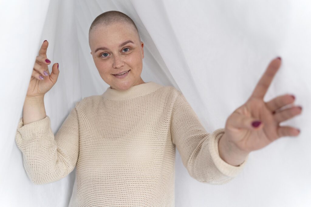 confident young woman fighting breast cancer
